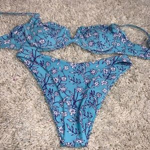 Shein Blue Floral Swimsuit
